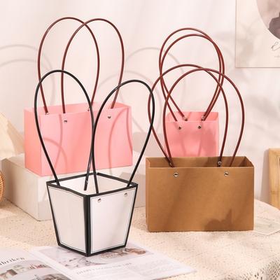 Trapezoid Gift Packaging Bag Kraft Paper Flower Gift Box New Portable Flower Box Wedding Party