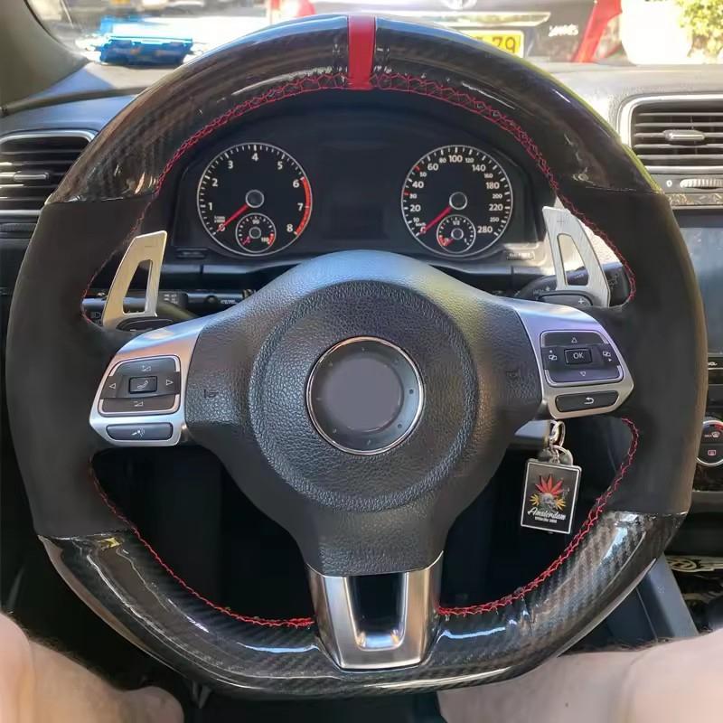 DIY Car Steering Wheel Cover Black Suede For Volkswagen Golf 6 GTI MK6 VW Polo GTI Scirocco R Passat CC R-Line 2010