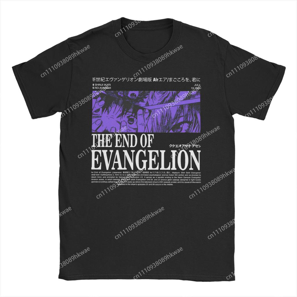 Vintage The End of EVA TShirts for Unisex Unisex Pure Cotton T Shirts Anime Unisexga Mecha Robot Short Sleeve Tees Summer Clothing