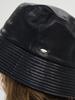 SORRY, TOO MUCH LOVE Faux Leather Bucket Hat_Black