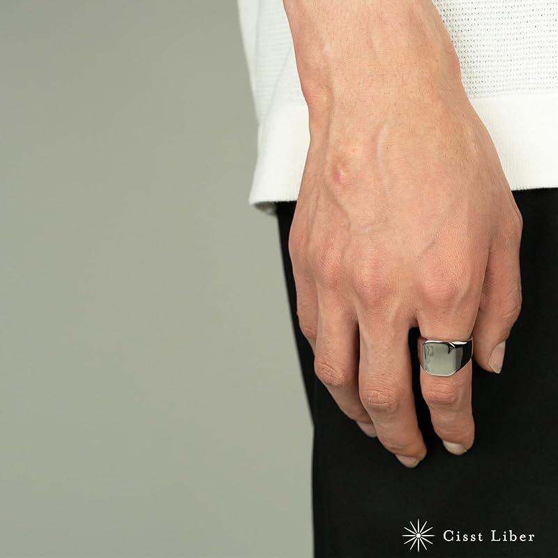 [Cisst liber] signet ring mens ring ring ring men's Seal stand seal stand ring signet surgical stainless steel stainless black black color black No.
