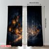 Set Of 2 Flat Printing Merry Christmas Curtains Cozy Winter Village Evening Scene Digital Printed Polyester Drapes Family Party Curtain Made