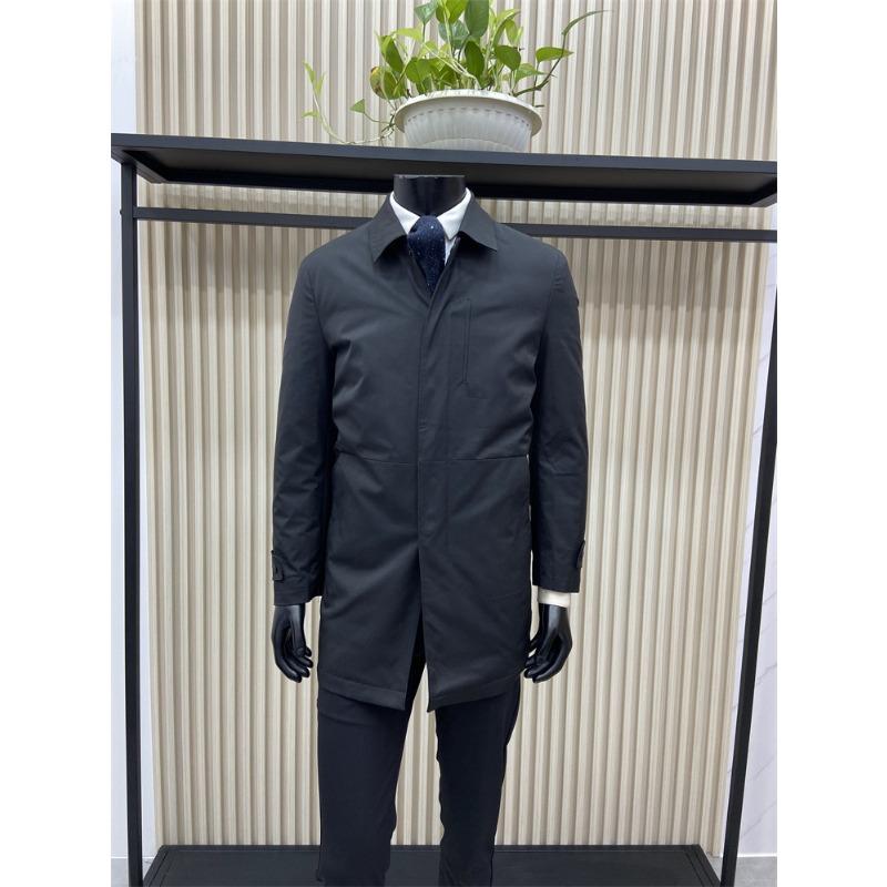 

Concealed Placket Windbreaker Jacket Mid-length Men s Collar Business Down Jacket White Duck Down Lapel Cotton 170