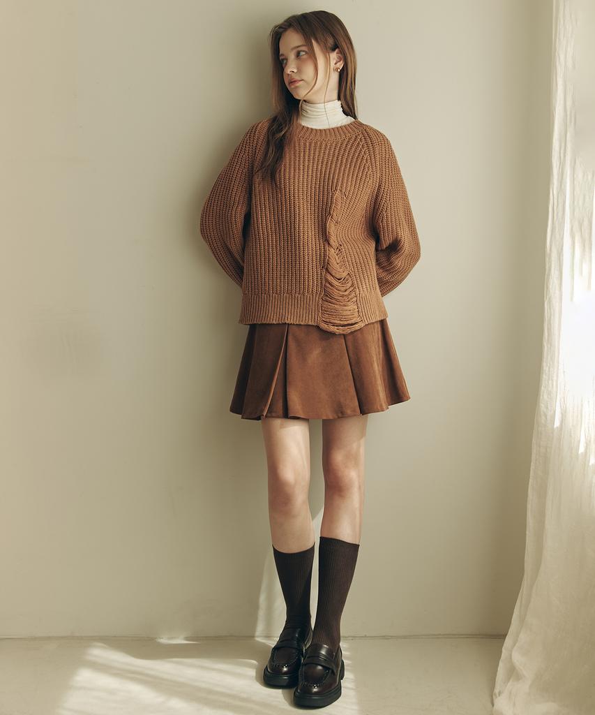 ZEROSTREET Damaged Point Sweater / Brown