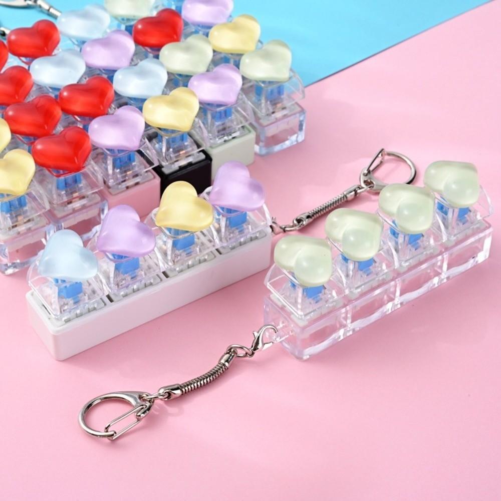 Heart Heart Keycap Fidget Keychain Crystal Clicker Button Keycap Keychain Adults