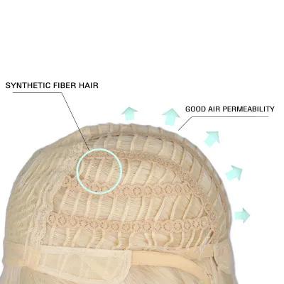 Peruci WHIMSICAL W Păr Sintetic Mix Culoare Blonduiri Păr Ondulat Bob Femei Cărare pe Mijloc Peruci Cosplay Fibră Rezistentă la Căldură pentru Femei