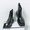 Winter Herren Business Chelsea Lederstiefel Schwarz Dicksohlige Rutschfeste Outdoor Trainingsstiefel Gesellschaftsstiefel Größen 38-46
