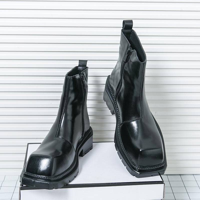 Winter Herren Business Chelsea Lederstiefel Schwarz Dicksohlige Rutschfeste Outdoor Trainingsstiefel Gesellschaftsstiefel Größen 38-46