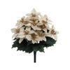 Yousheng Artificial Poinsettia Bouquet with Green Leaves 4 Fork UV Resistant Fake Silk Flower Home Table Centerpiece Indoor Outdoor Faux Bloom