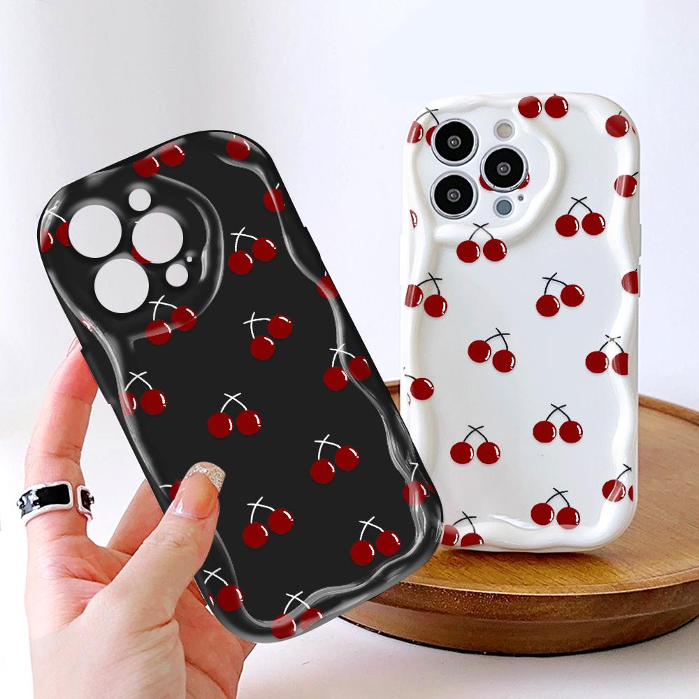 Cartoon Pattern Cream Texture Casing Wavy Edge Soft Silicone Cover Phone Case for IPhone Samsung Huawei Honor Xiaomi Redmi Infinix Tecno