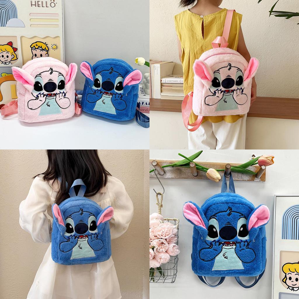 Stitch Plush Backpack For Students With Cushioned Straps Durable Polyester Material Special Characters Included