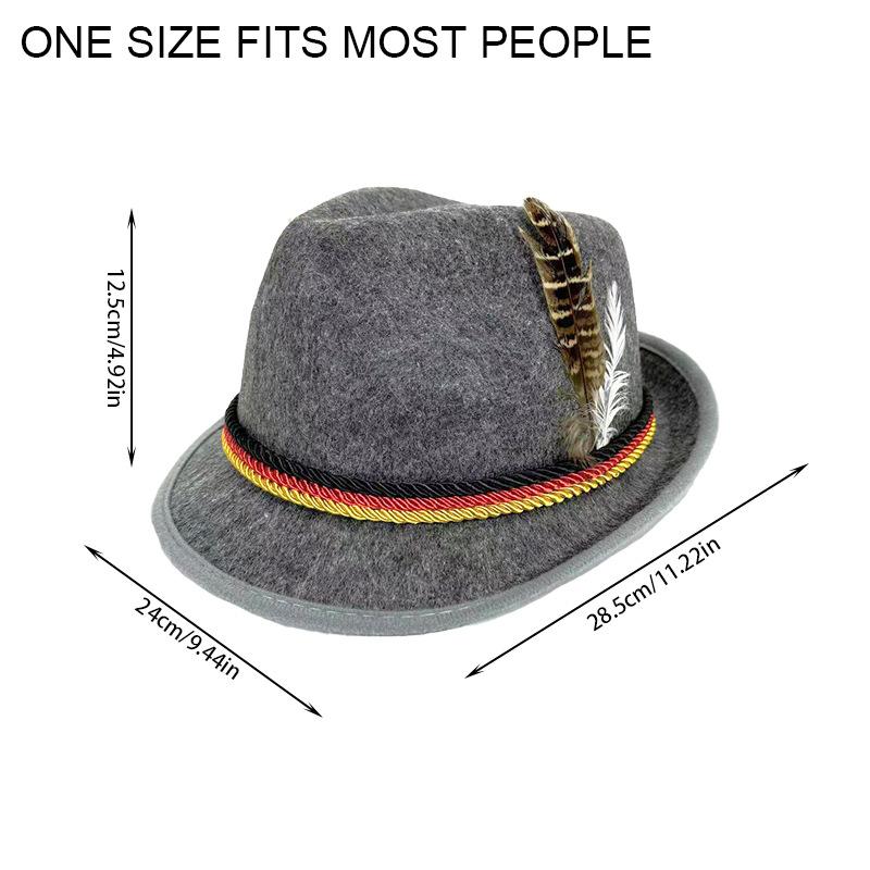 New Novelties Adult Oktoberfest Hat German Bavarian Swiss DressUp Felt Hats Tyrolean Lederhosen Costume Fedora