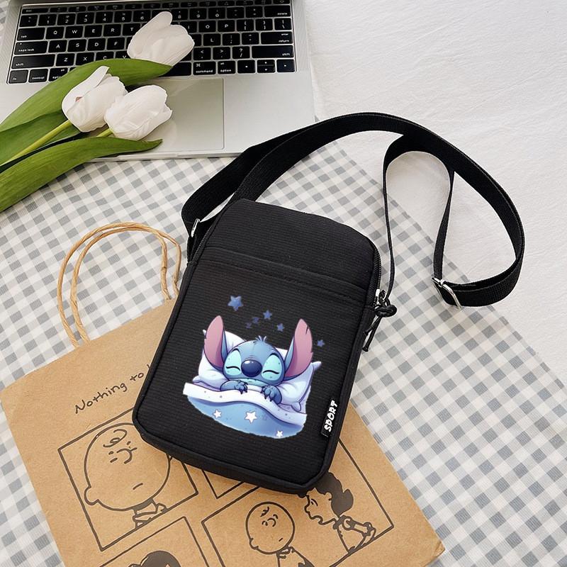Pattern Stitch Anime Single Shoulder Crossbody Square Bag With Secure Zipper
