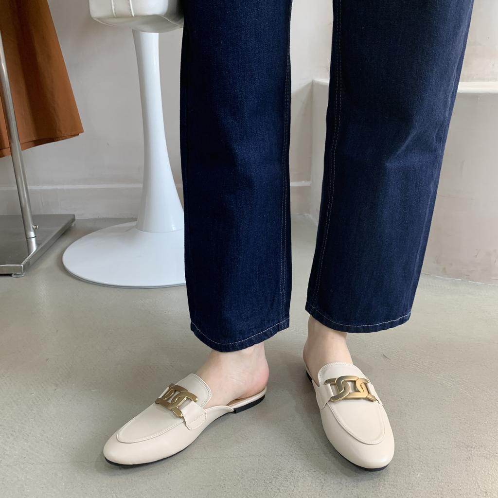 Flat-bottomed Bag Head Half Slippers 2025 New Spring and Summer Outer Wear Cool Slippers Soft-soled Half-tray Shoes Lazy Muller Shoes