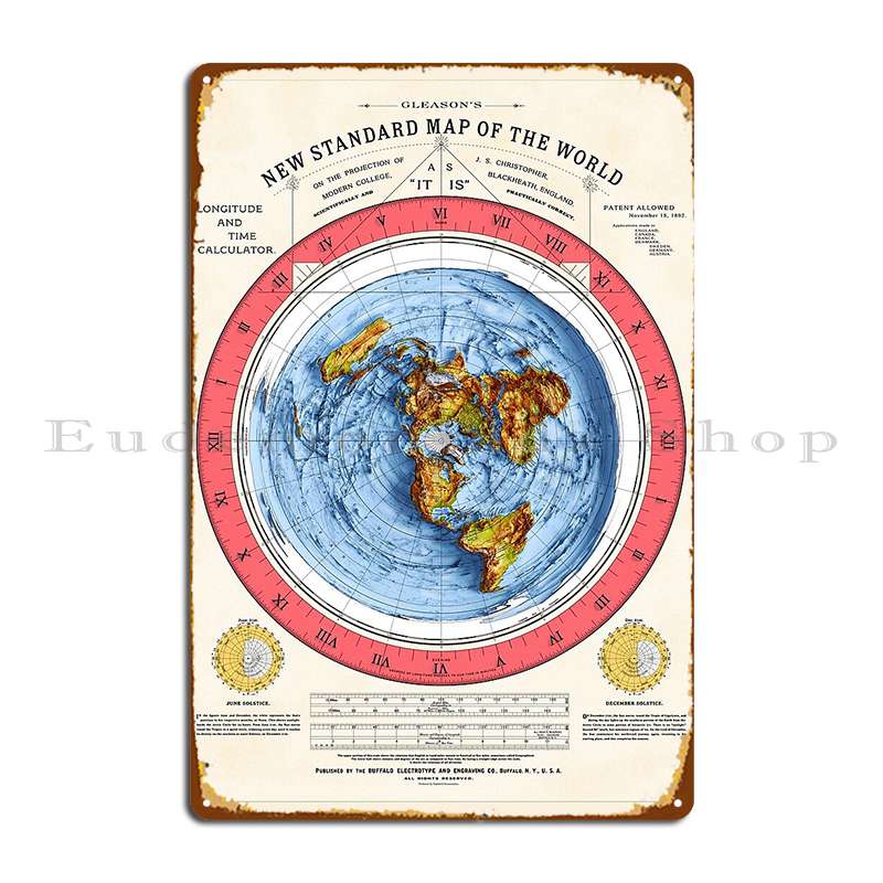Винтажная 3D Новая Стандартная Карта Мира Плоская Земля Металлическая Вывеска Настенные Пещерные Таблички Создать Вечеринку Печать Жестяная Вывеска Постер 20x30cm