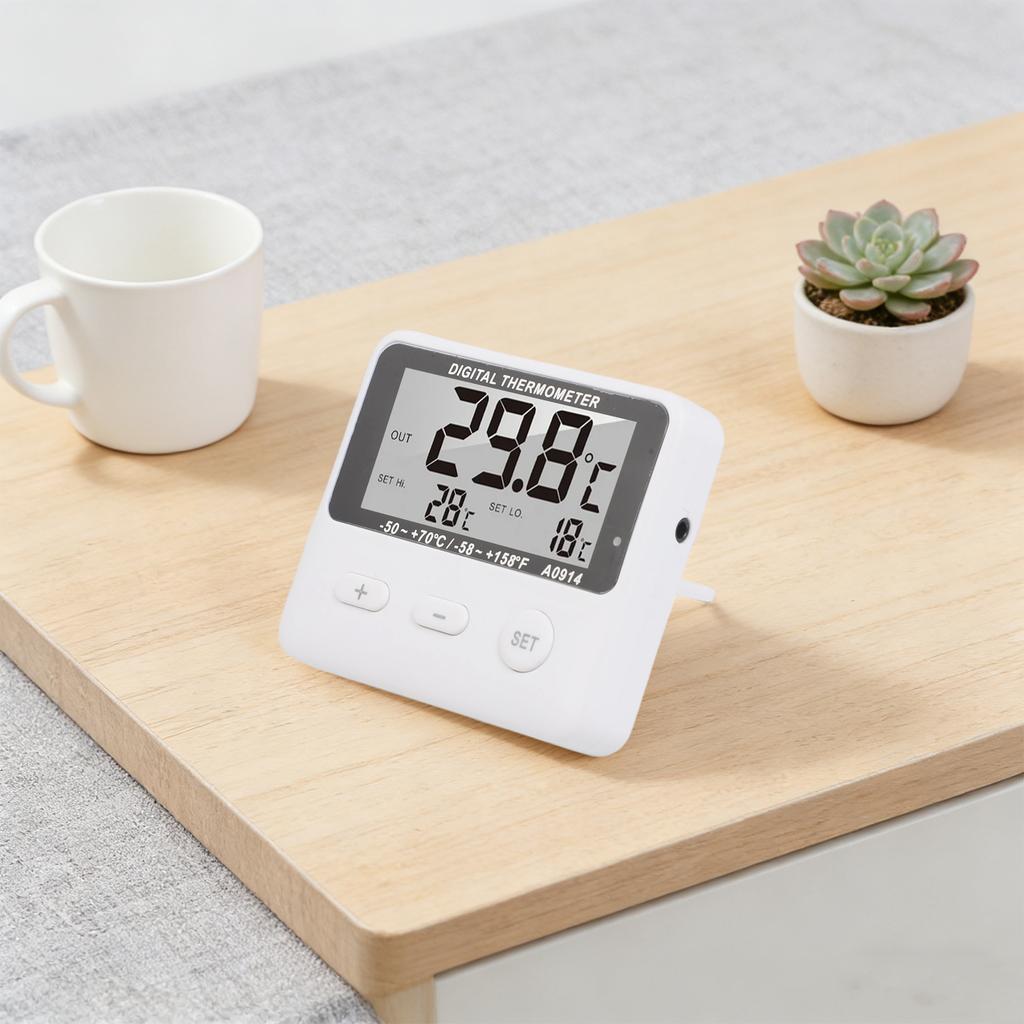 Thermometer With External Sensor High Low Temperature Alarm Thermometer For Refrigerator Food Storage Box Temperature Monitor