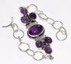 Cluster Natural Amethyst 925 Silver Plated Bracelet 8.5" Ethnic Gift Trendy C9E67