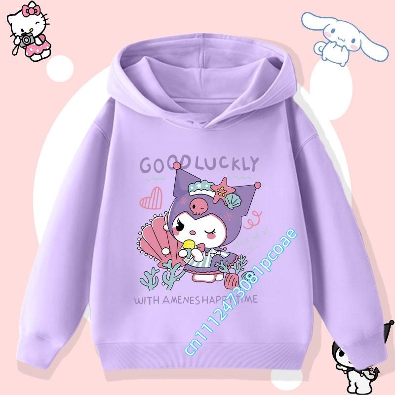 2026 New Kurumi Children's Hooded Sweatshirt Boys' Sport Shirt Girls' Casual Top Sanrio Cartoon Print Fall/Winter Pullover Shirt