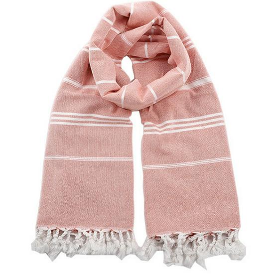 Turkish Cotton Sand-Resistant Striped Beach Shawl/Towel with Tassels