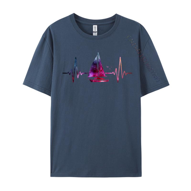 Sailing Heartbeat Galaxy Tshirt Colorful Pattern Cotton High Quality Classic T Shirts Mens Tops  Tees Slim Fit