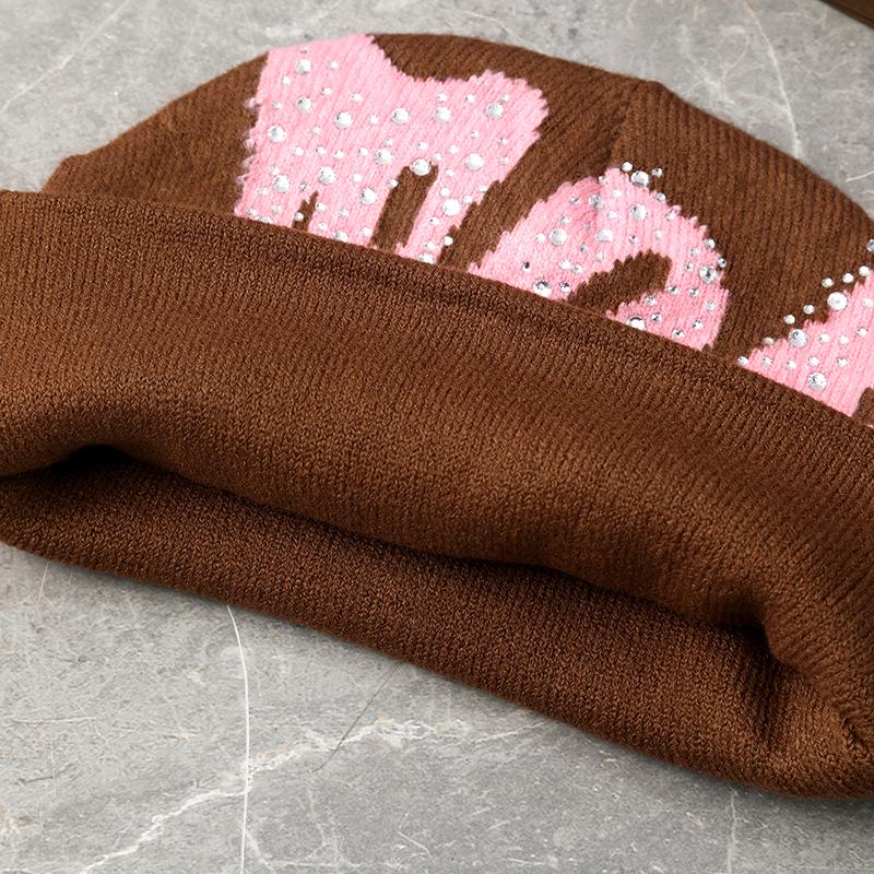 Women's Winter Rhinestone Knit Jacquard Hat - Stylish Warm Outdoor Head Wrap