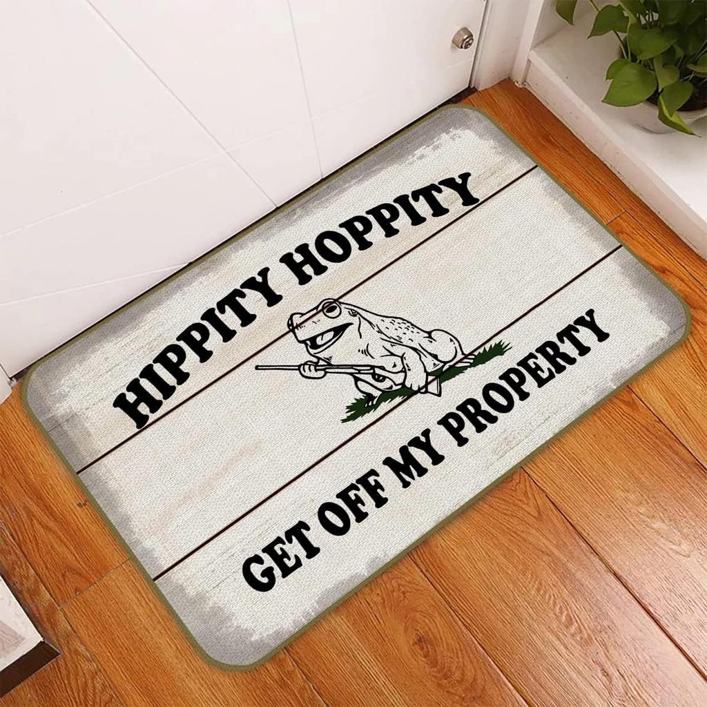 Fun Text Frog Pattern Crystal Velvet Entrance Door Mat Comfortable Dirt-Resistant Wear-Resistant Easy To Take Care Of Universal Floor Mat
