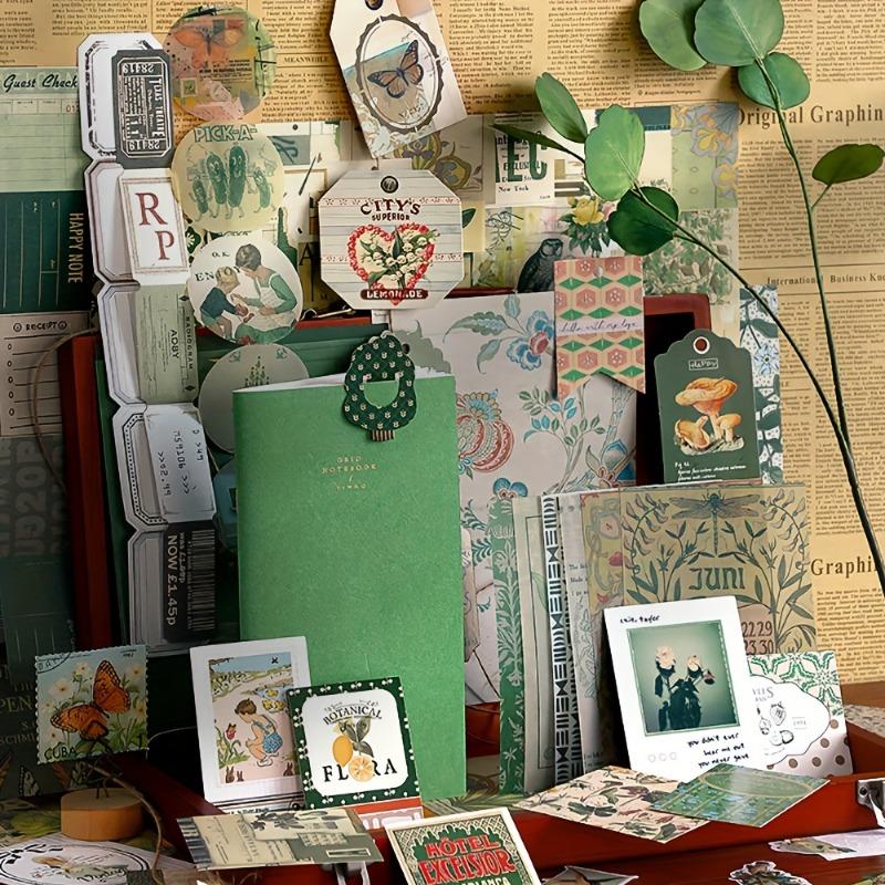 Vintage Scrapbooking Stickers Material Pack Paper Card Bookmark Set Scrapbook Notebook Decorations Handmade DIY Supplies