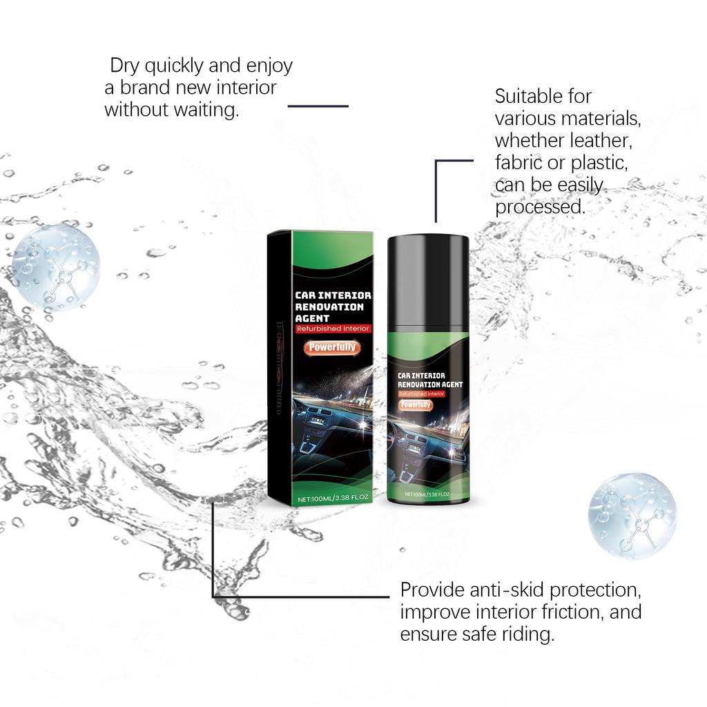 Car Interior Refurbishment Agent, Cleaning, Decontamination, Material Waterproofing, Interior Polishing,100ml