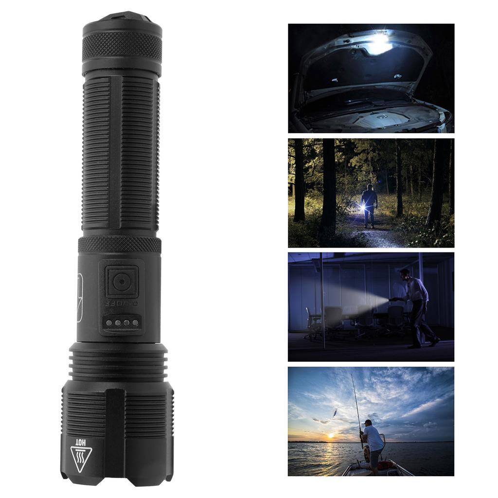 Flashlight Zoom Electric Quantity Display USB Rechargeable Strong Brightness Torch P70