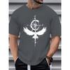 Men's Summer Cotton Fashionable Casual Loose Personalized Pattern Printed Sports Round Neck T-shirt Top