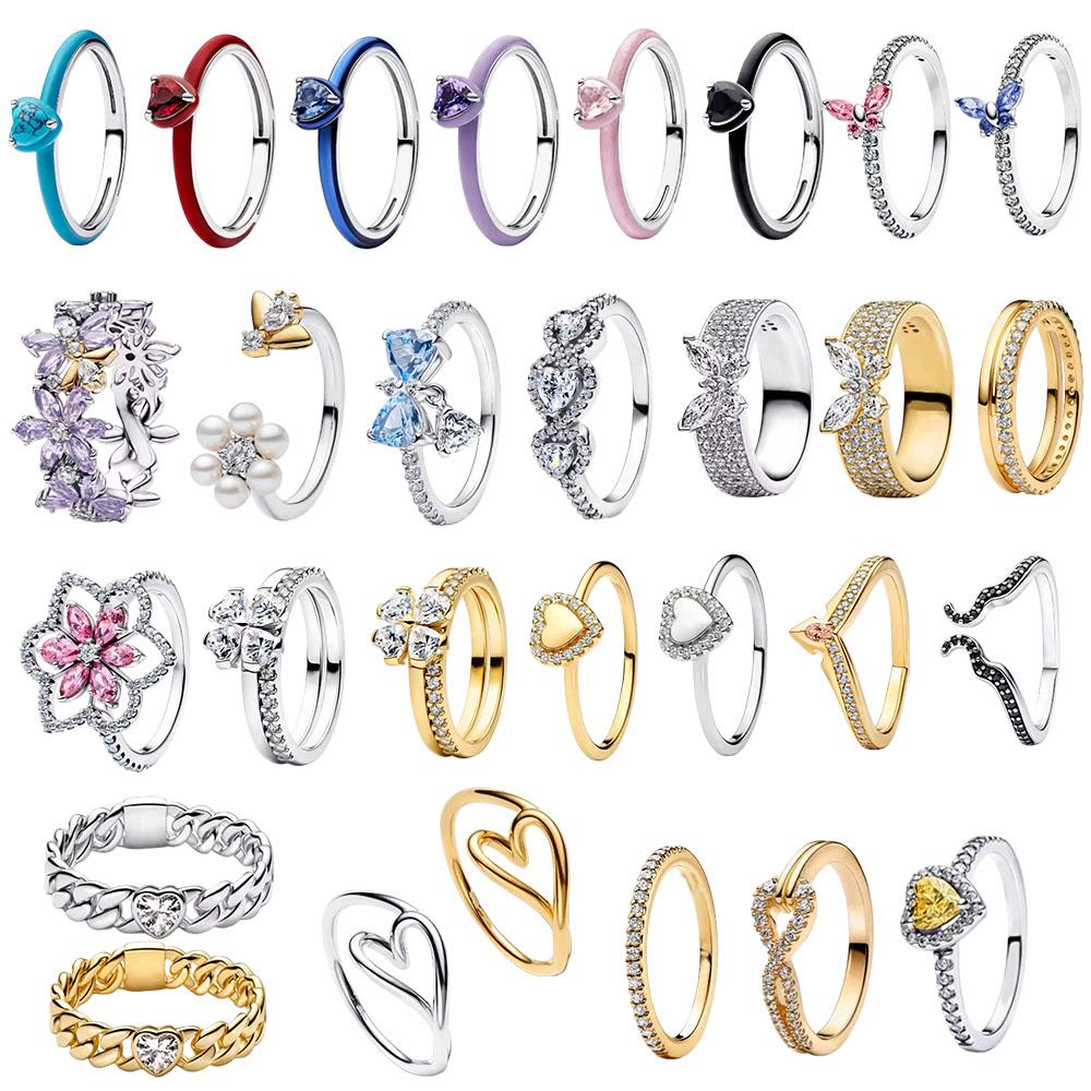S925 Silver Pink Flower Bee and Bow Women's Ring Fashionable and Versatile Gift for Friends 2026