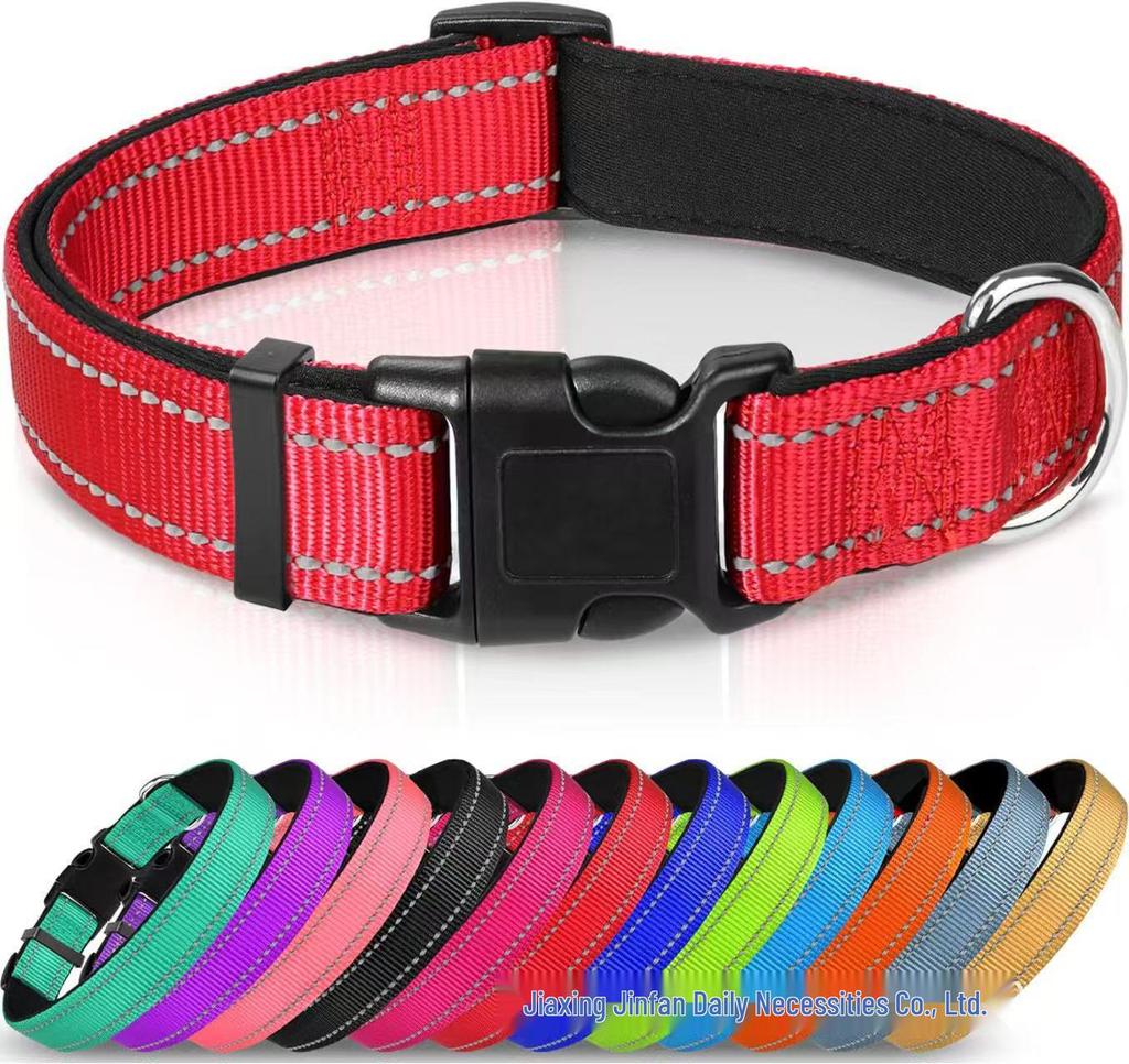 Ensemble Collier et Laisse pour Chien en Nylon Réfléchissant Réglable et Respirant - Taille Moyenne