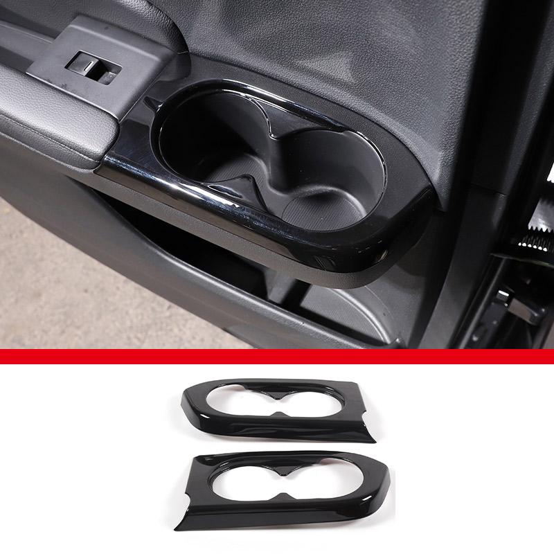 ABS Carbon Fiber /Red For Honda Pilot 2015- Car Rear Door Cup Holder Frame Cover Decorative Sticker Car Interior Accessories