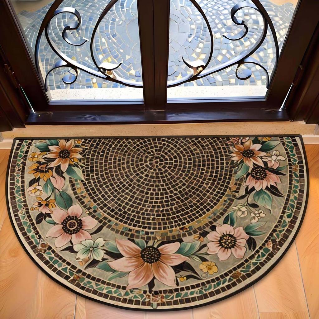 Tappetino da interno a semicerchio in stile americano: Assorbente, Resistente allo Sporco, Durevole, Facile da Pulire per Pavimenti di Bagno e Stanze