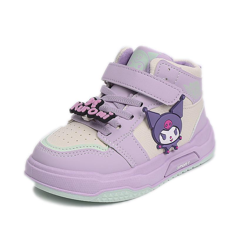 

Kuromi Girls Mid-Top Cotton Sports Shoes with Velcro - Casual Leather Sneakers for Kids 21.1cm (Size 34)