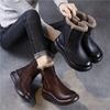 Thick Soled Genuine Leather Women's Boots Plush Warm Cotton Shoes Versatile Mid-calf Boots