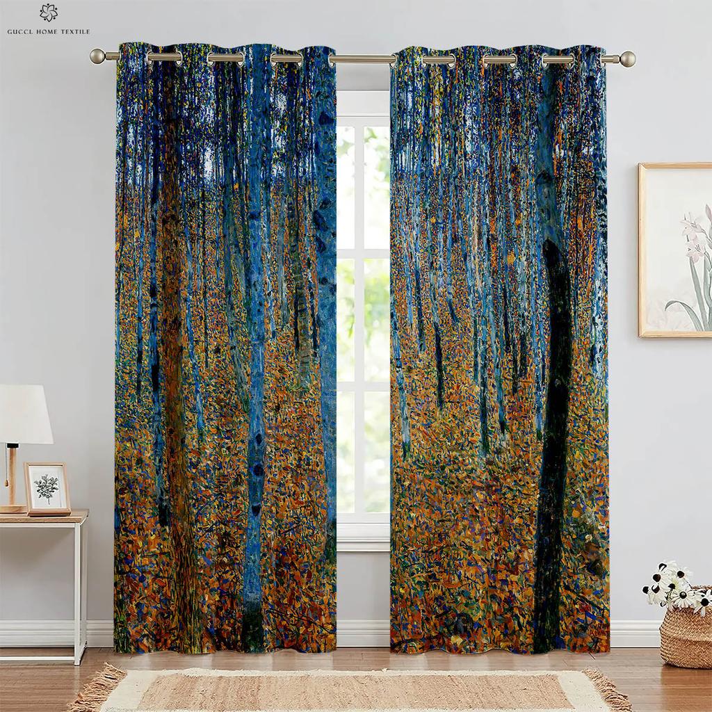 Classical Oil Painting 3d Printing Curtain Bedroom Studio Dormitory Study Room Decorative Curtain Can Be Customized 2 Pieces