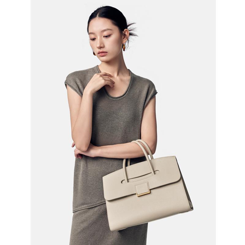 Maletín de Cuero, Bolso Tote, Bolso de Mano de Gran Capacidad, Bolso de Mujer, Diseño de Nicho, Bolso Grande de Cuero para Viajes de Negocios