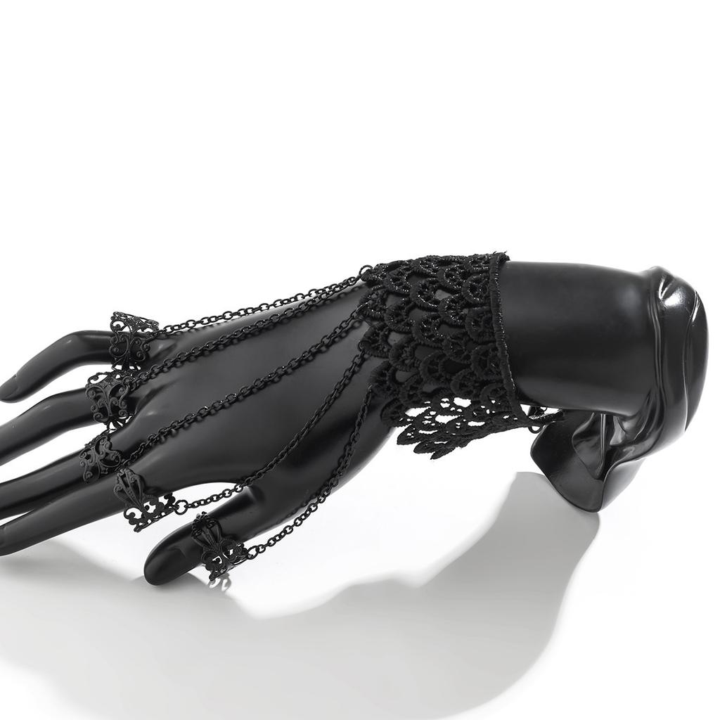 Halloween Gothic Ghost Connected Finger Bracelet Punk Conical Nail Ring Fashion Dark Hand Jewelry For Party Cosplay