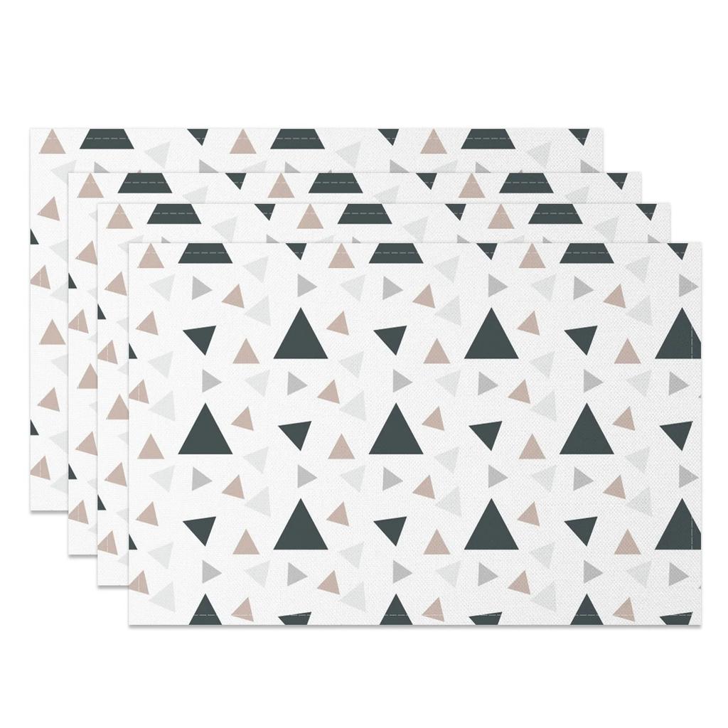 Black White Geometric Printed Kitchen Placemat Dining Table Mat Heat Resistant 4pc Linen Table Pads Tableware Home Decoration