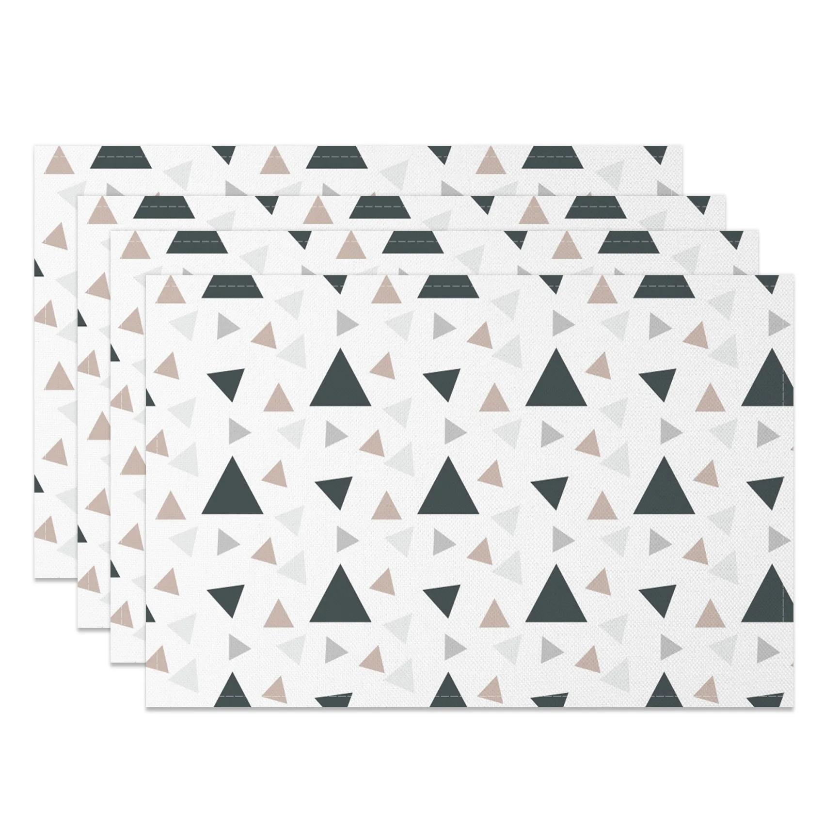 

Black White Geometric Printed Kitchen Placemat Dining Table Mat Heat Resistant 4pc Linen Table Pads Tableware Home Decoration 30x45cm-4PC