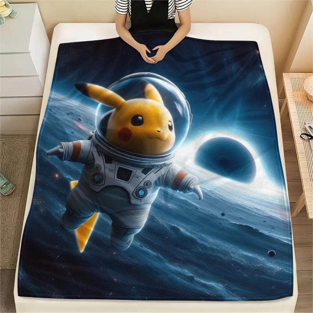 

Pikachu Cozy Printed Flannel Blanket for Home Bed Sofa Travel Picnic Use.-TING 75x90cm