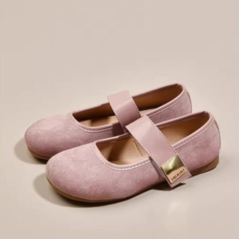 Mode 2025 Nya Klassiska Ballerinaskor för Kvinnor Vår Casual Spänne Rund Tå Söta Modeskor för Kvinnor Enfärgade Casual Skor