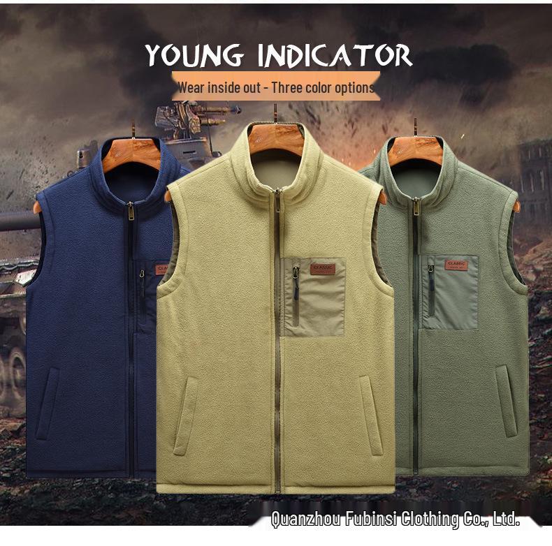 Men's Double-Sided Multi-Pocket Fleece-Lined Workwear Vest