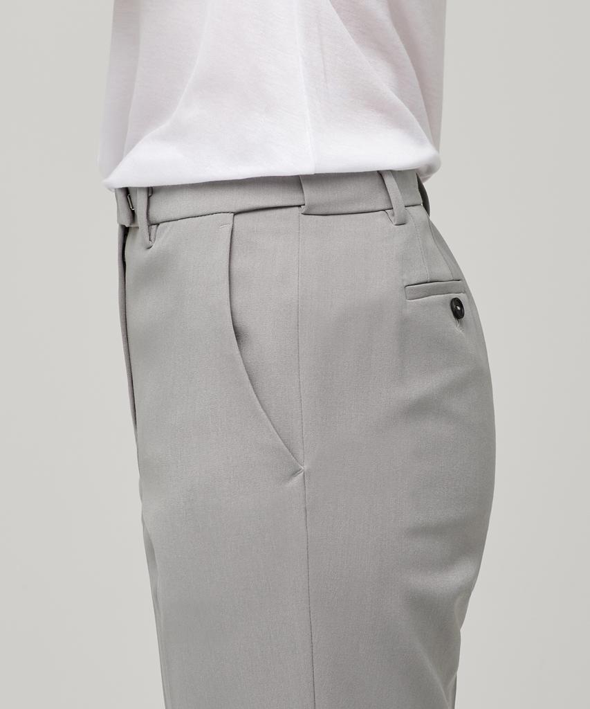 MUSINSA STANDARD WOMAN Women'S Slim Straight Hidden Elastic Waist Slacks [Light Warm Gray]