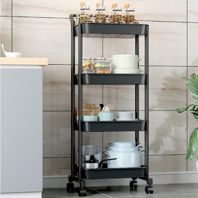 Kitchen Trolley with Wheels and Handrails Multilayer Stable Snack Storage Rack Detachable Save Space Simple Organizer Kitchen