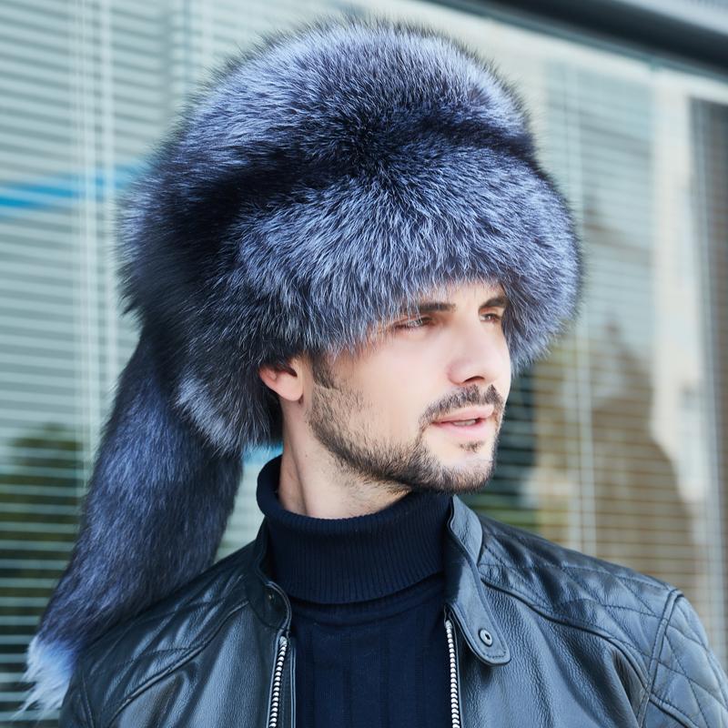 

Мужская шапка-ушанка из лисьего меха, зимняя, для северо-восточной зимы, для среднего и пожилого возраста, из енотового меха, теплая, из натуральной овчины, кожаная шапка для мужчин 58cm-60cm