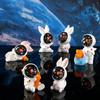 3pcs Planet Astronaut Bunny Rabbit Resin Mini Figures Cute Cartoon Ornament Miniature Craft DIY Accessories Home Desk Decor Gift