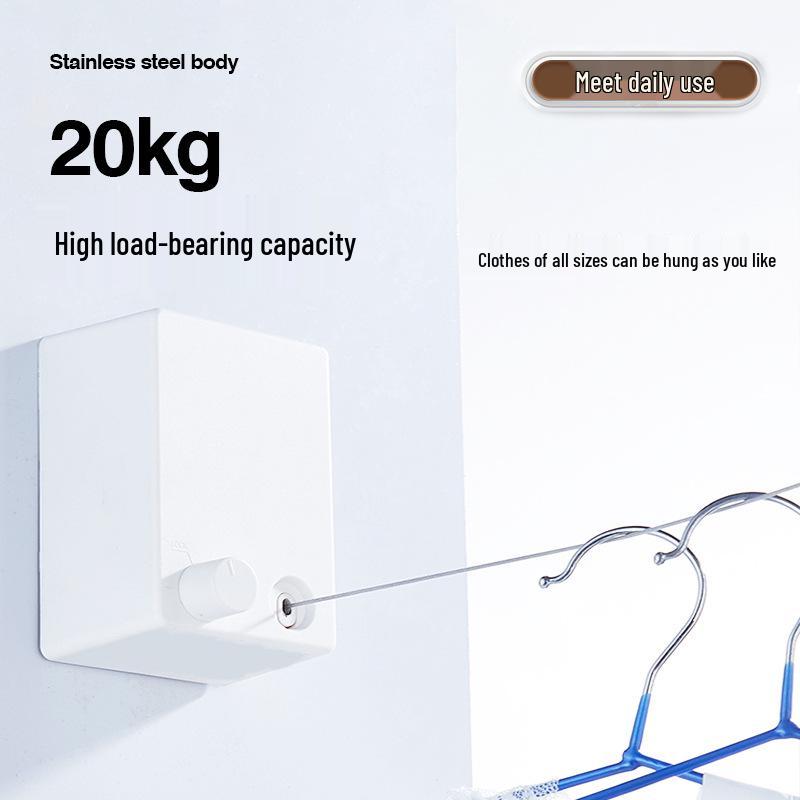 Retractable No-Drill Balcony Clothesline: Invisible Indoor/Bathroom Drying Rack with Steel Wire Rope.