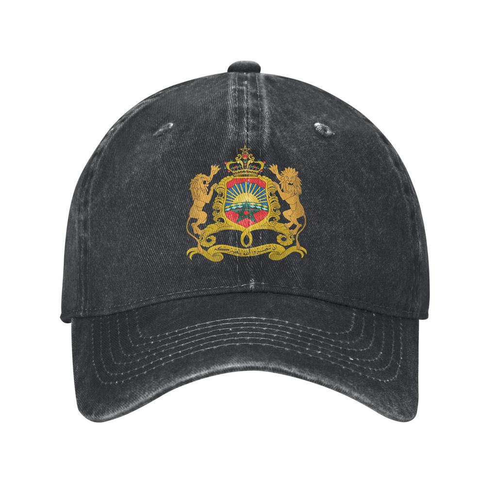 Men Women Coat of Arms of Morocco  Printed Hat Casual Distressed Washed  Baseball Cap Adjustable